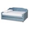 Baxton Studio Freda Blue Velvet and Button Tufted Full Size Daybed with Trundle 164-10408 - alternate 1